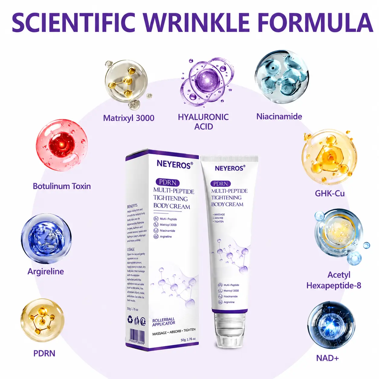 ๐ต๐๐๐๐๐๐ยฎ PDRN Multi-Peptide Massaging Body Roller Cream