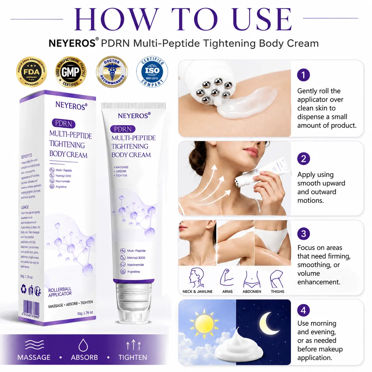 ๐ต๐๐๐๐๐๐ยฎ PDRN Multi-Peptide Massaging Body Roller Cream