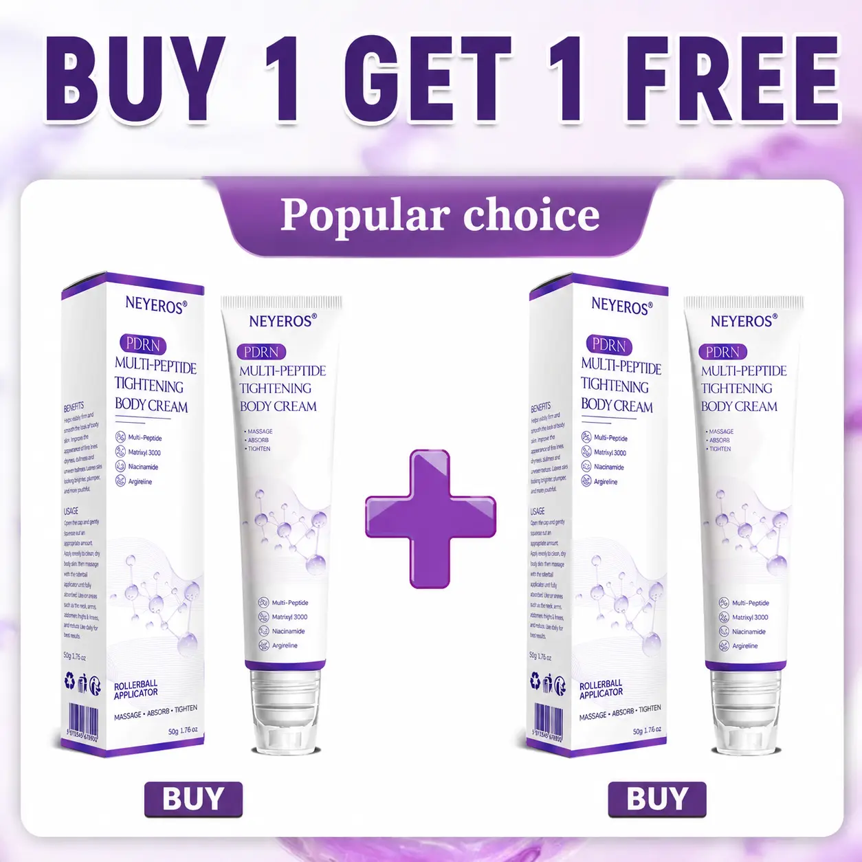 ๐ต๐๐๐๐๐๐ยฎ PDRN Multi-Peptide Massaging Body Roller Cream