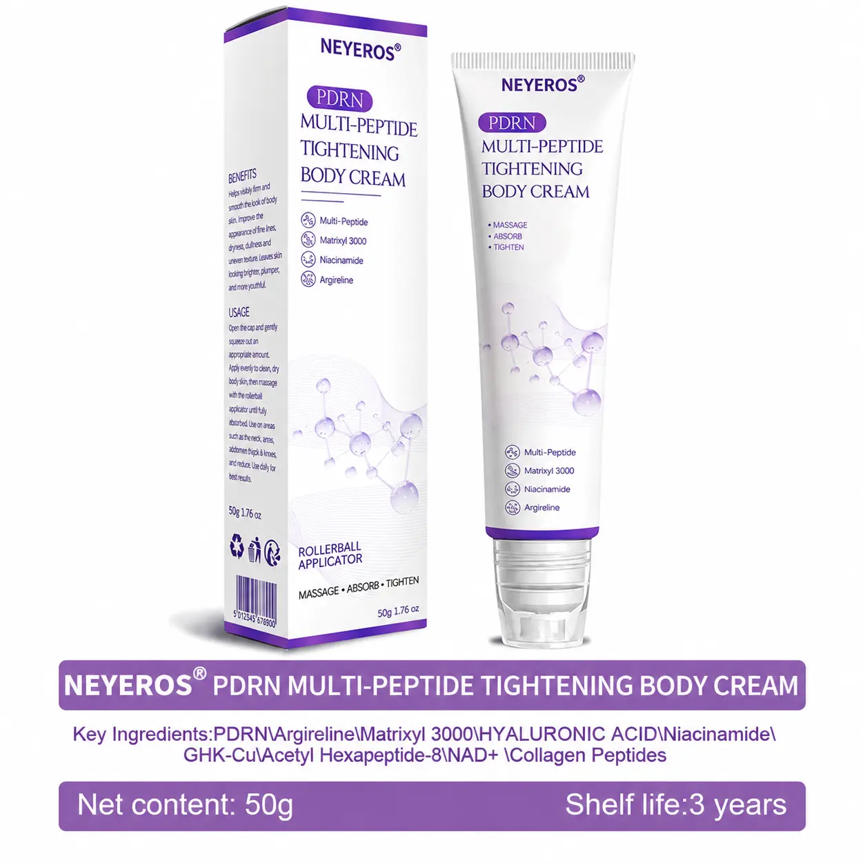 ๐ต๐๐๐๐๐๐ยฎ PDRN Multi-Peptide Massaging Body Roller Cream