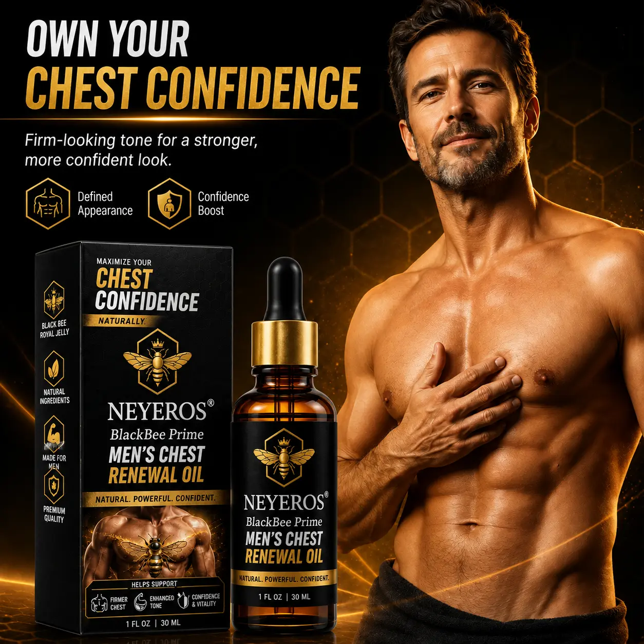NEYEROS® BlackBee Prime Men's Chest Renewal Oil