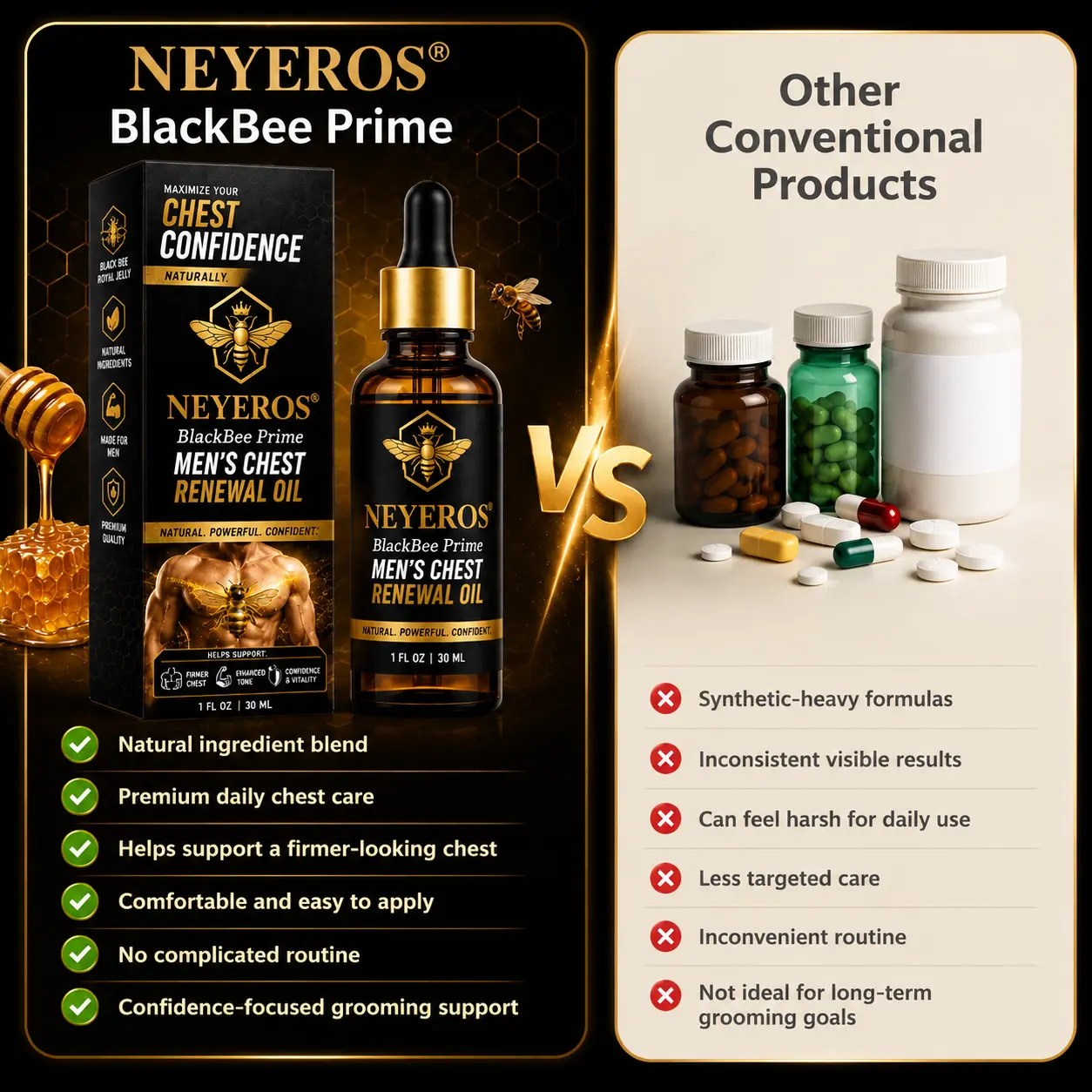 NEYEROS® BlackBee Prime Men's Chest Renewal Oil