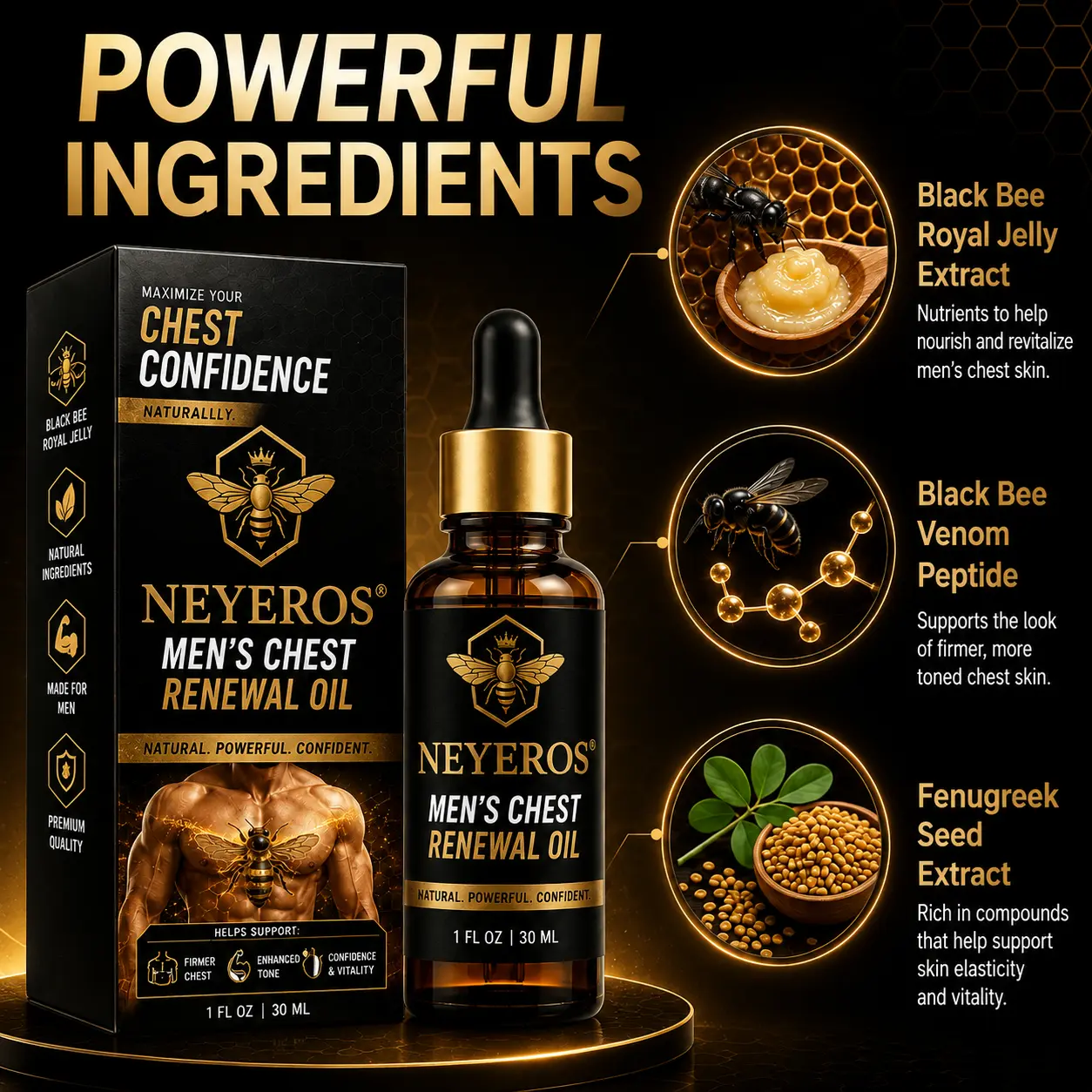 NEYEROS® BlackBee Prime Men's Chest Renewal Oil